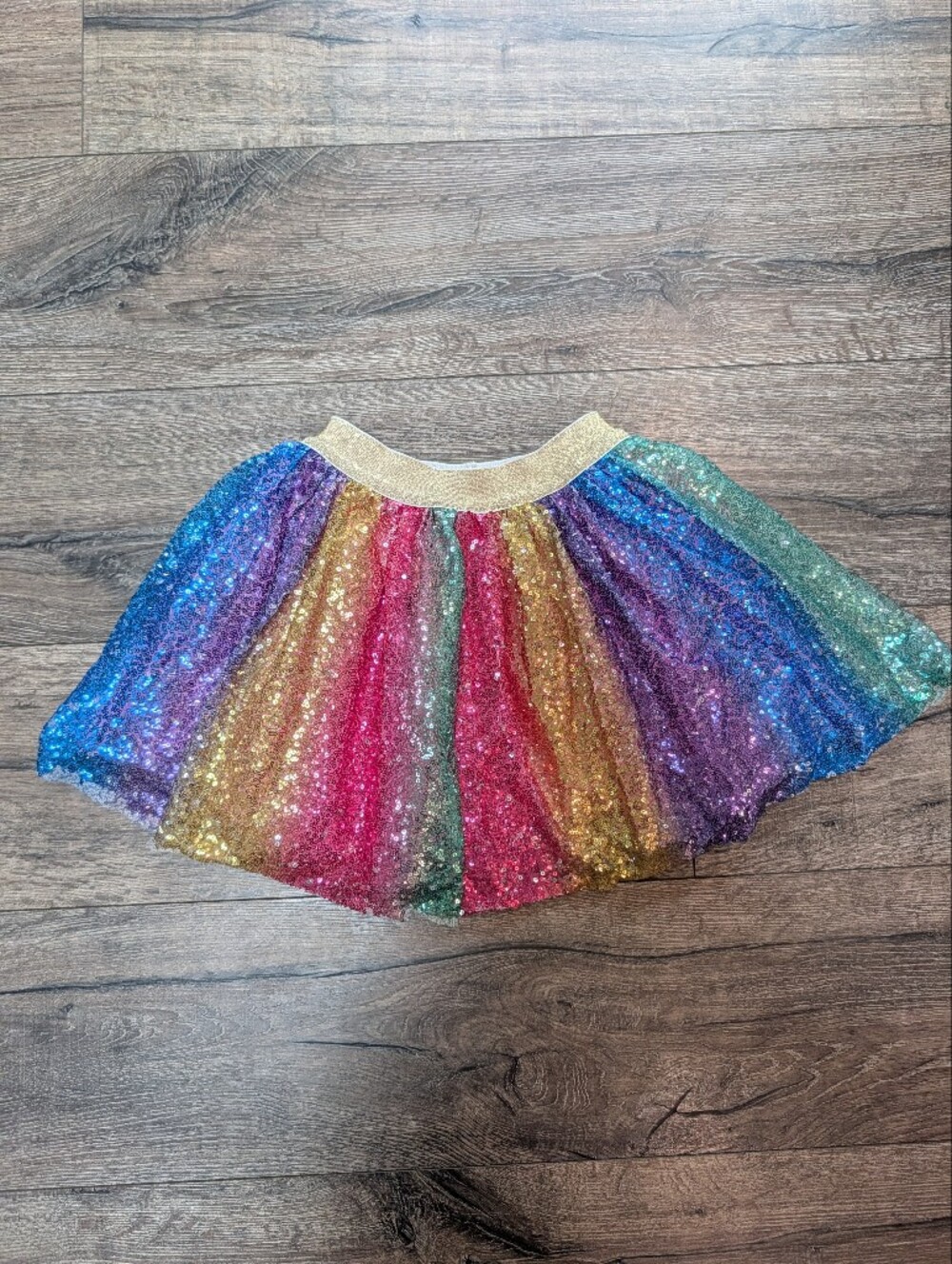 Girls Size Sparkling Rainbow Sequin Lined Circle Skirt - Multicolor